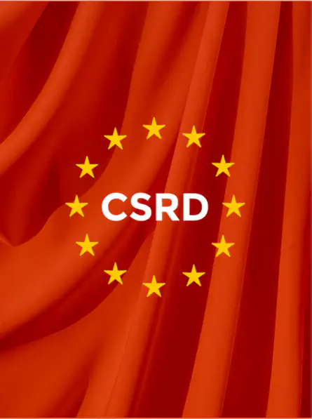 CSRD logo on red background with stars